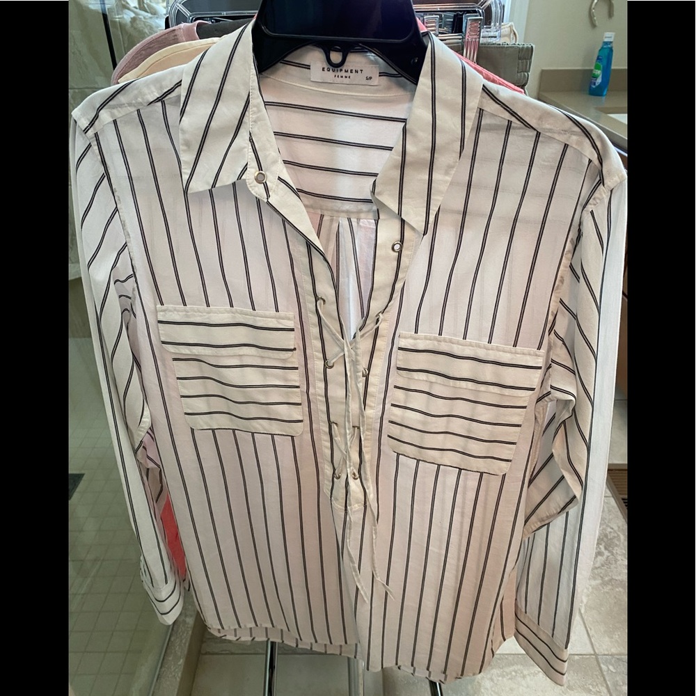 Equipment Lace Up Front Blouse